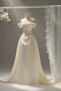 Ivory Satin Off‑Shoulder Bridal Gown