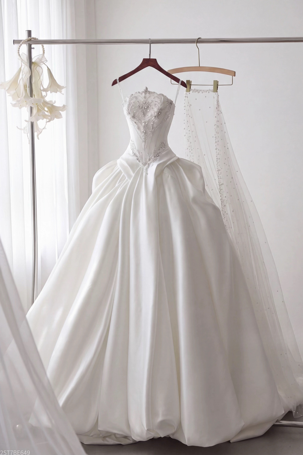 Luxury Beaded Satin Wedding Gown