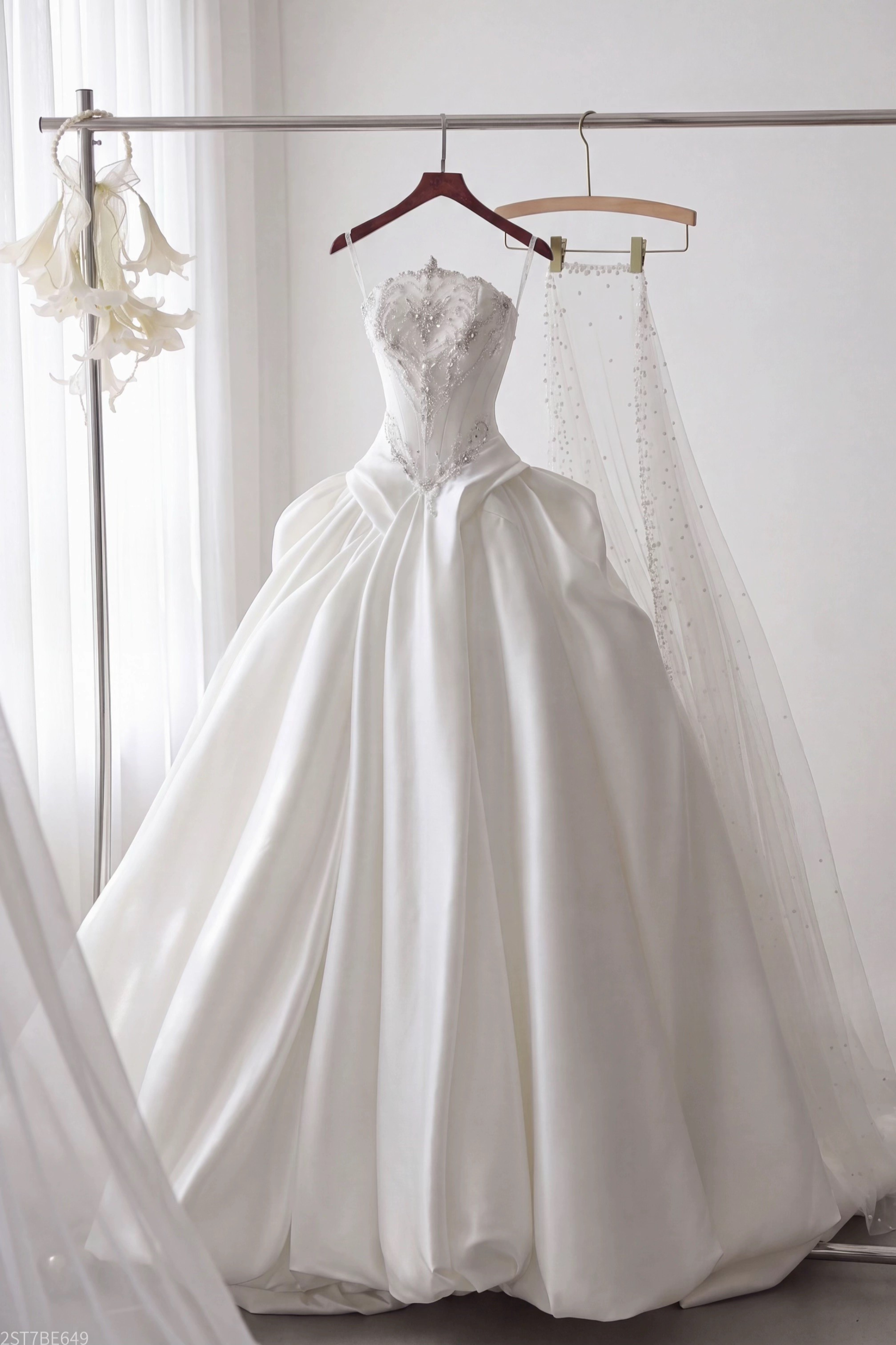 Luxury Beaded Satin Wedding Gown
