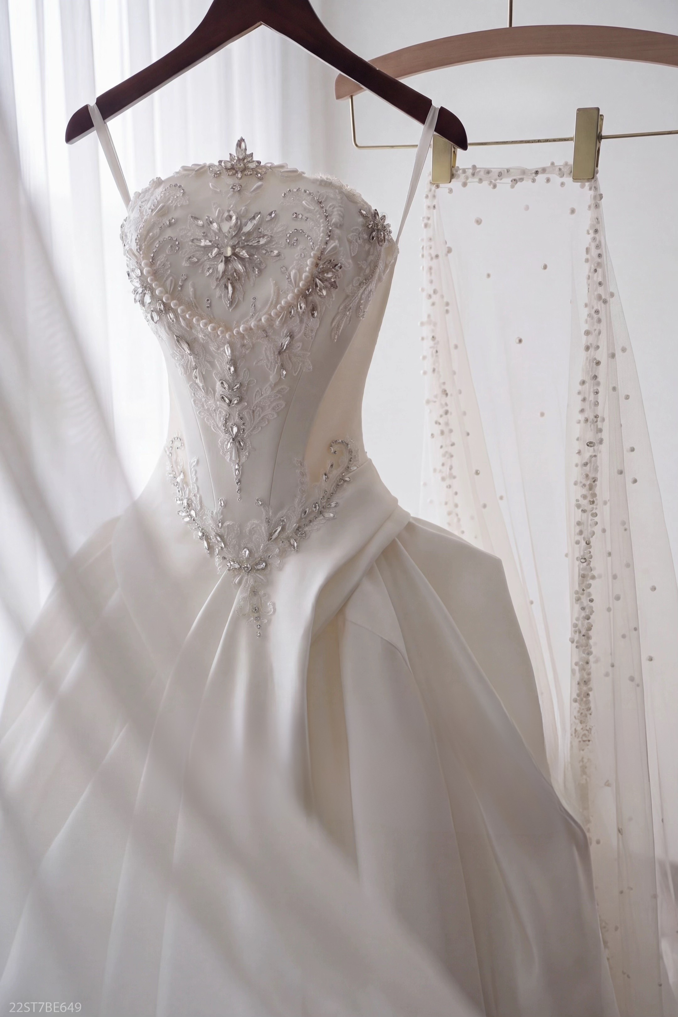Luxury Beaded Satin Wedding Gown