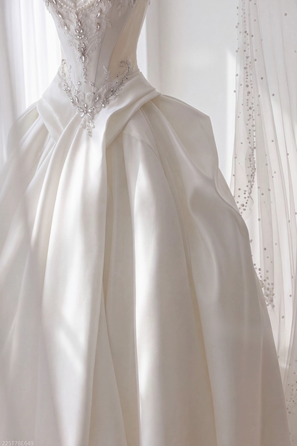 Luxury Beaded Satin Wedding Gown