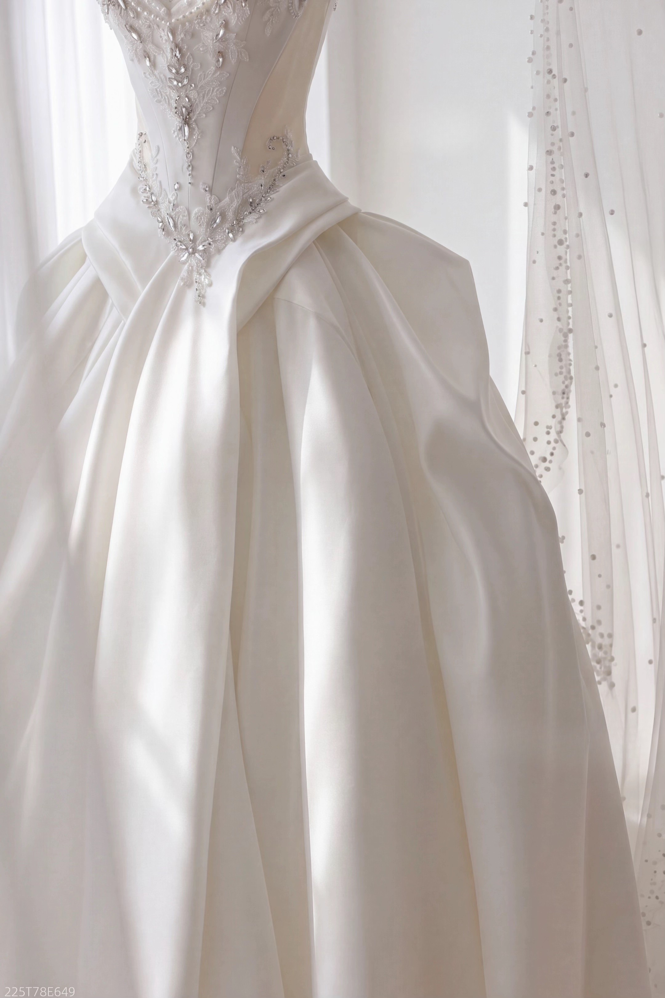 Luxury Beaded Satin Wedding Gown