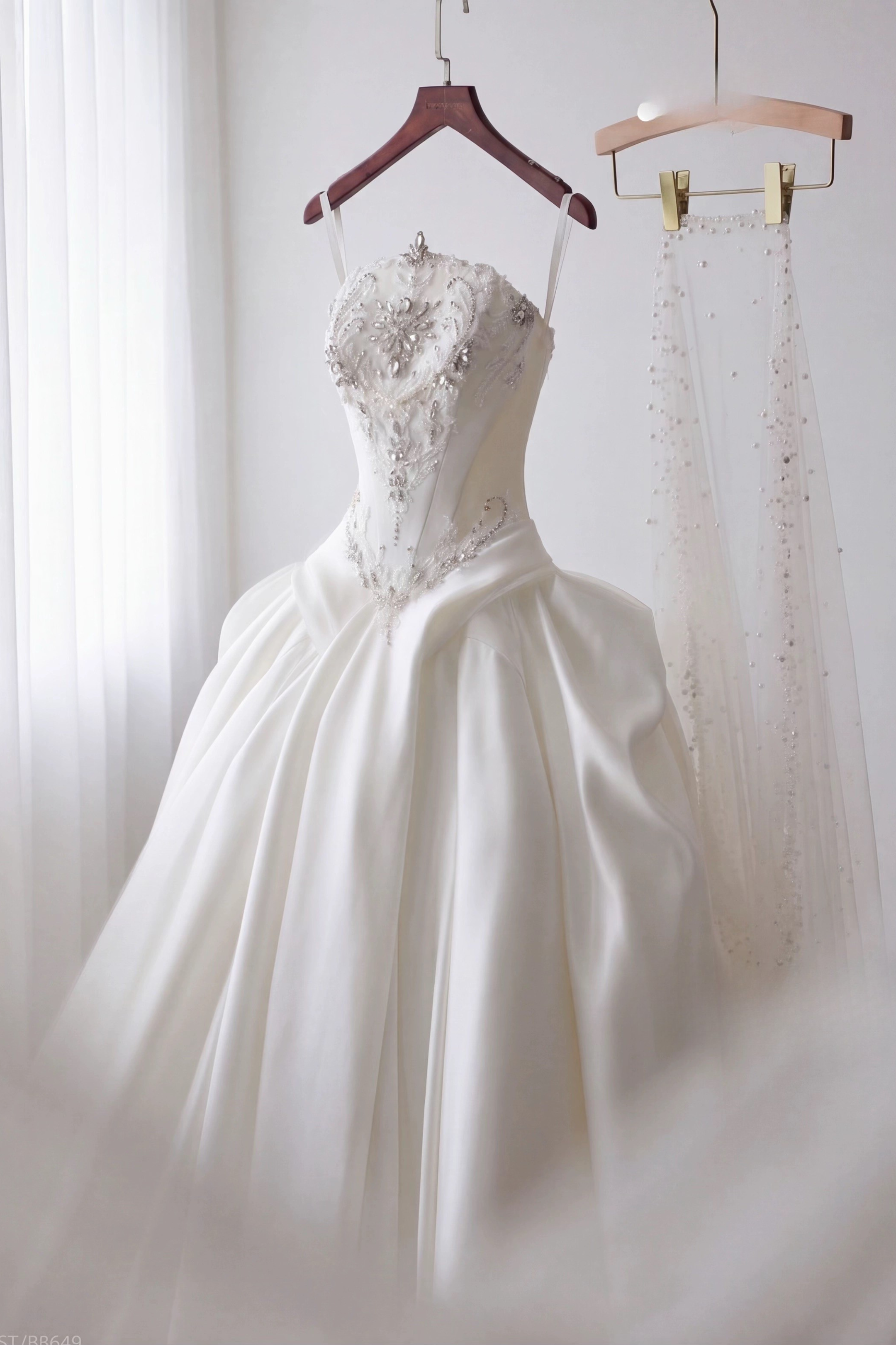 Luxury Beaded Satin Wedding Gown